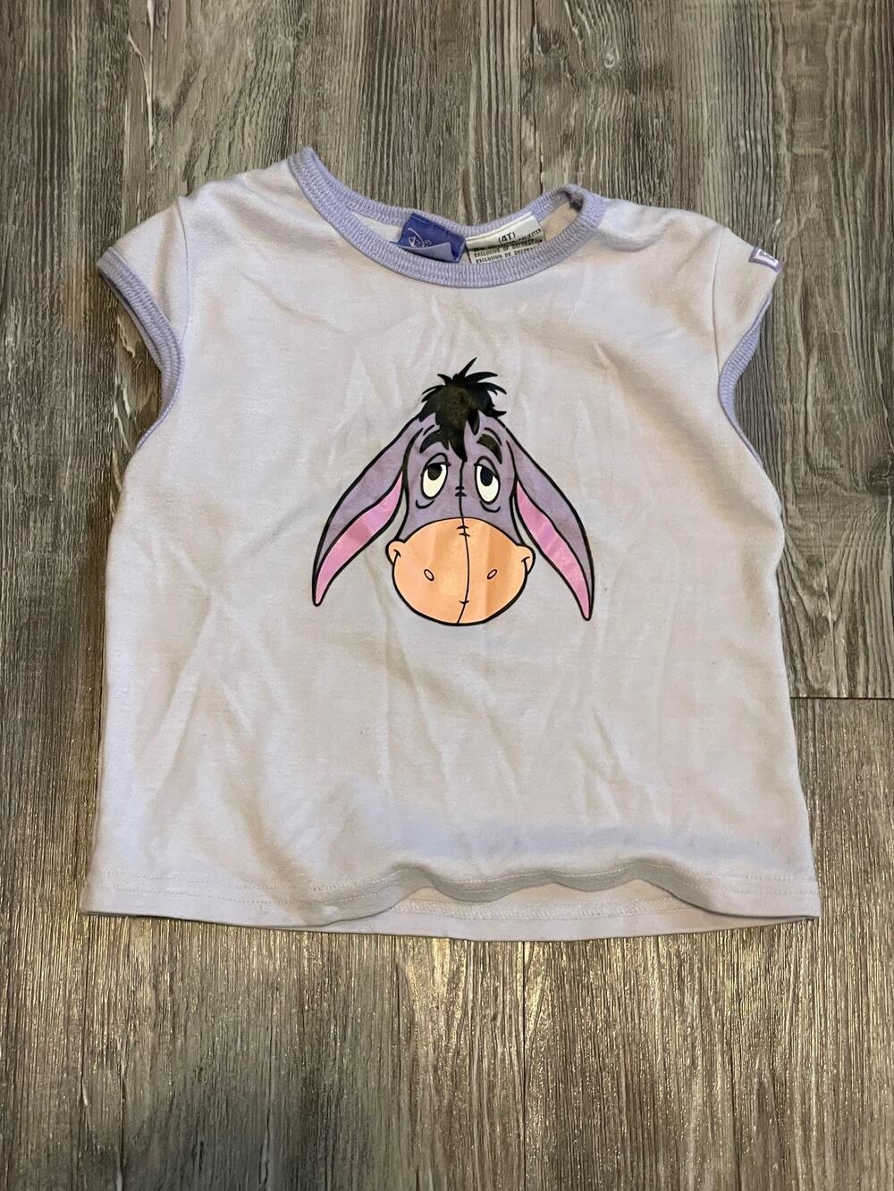 Vintage Disney Eeyore Shirt Girls 4T Purple Graphic Tee Winnie The Pooh Y2K